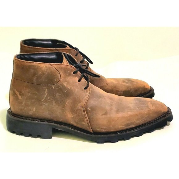Men's Brown Leather Emmanuel Farre' Chukka Boots Size 12 Made In France - Picture 1 of 7